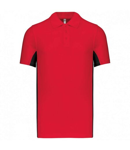 Kariban Mens Flag Polycotton Pique Polo Shirt (Red/Black)