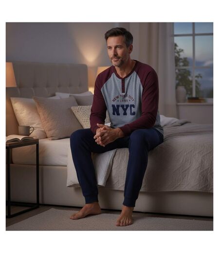 OZABI Pyjama Homme Doublé Polaire Broderie New York City