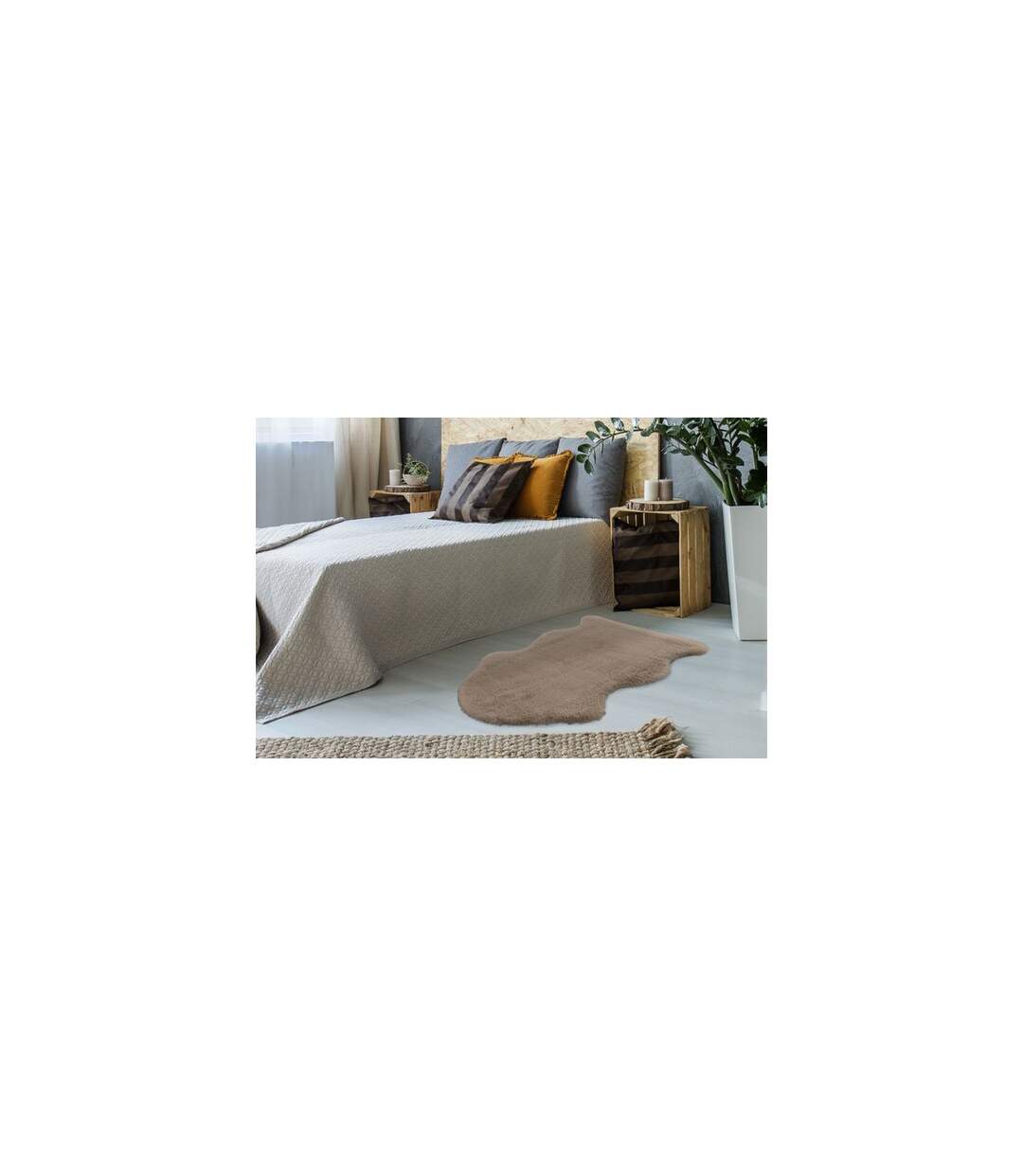 Tapis Imitation Fourrure Kunda 60x90cm Taupe-4