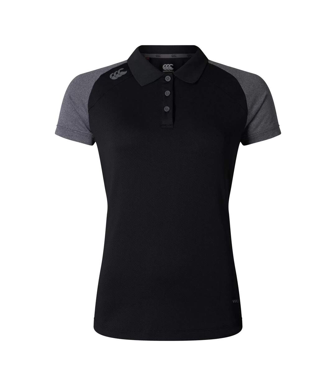 Womens/ladies Elite Polo Shirt Black Magnet Grey Canterbury-1