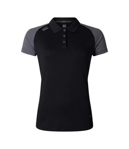 Womens/ladies Elite Polo Shirt Black Magnet Grey Canterbury