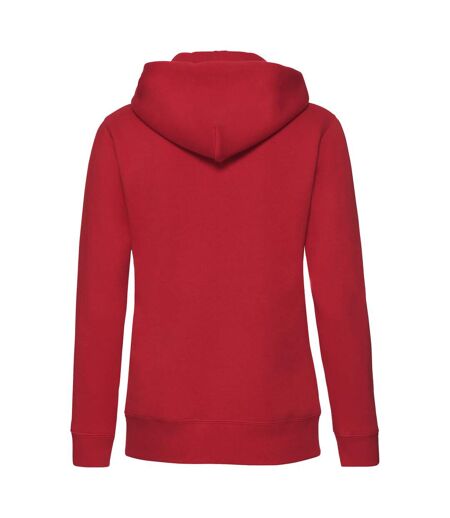 Fruit Of The Loom Ladies Lady-Fit Hooded Sweatshirt Jacket (Red) - UTBC1372