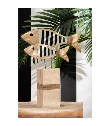 Poissons Déco sur Pied Rayé 45cm Naturel & Noir