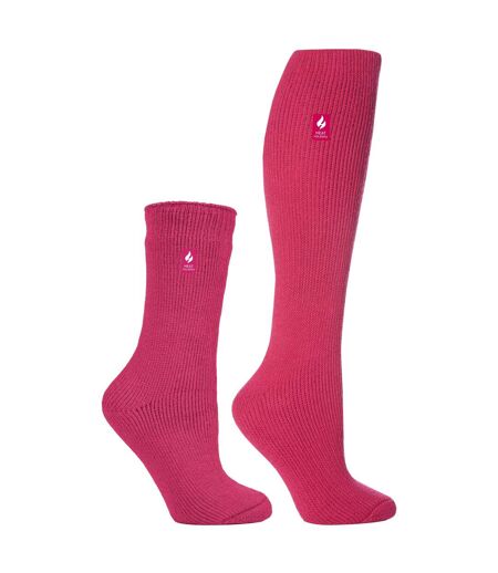 2 Pairs Ladies Thermal Socks Original & Knee High Winter Warm Boot Socks