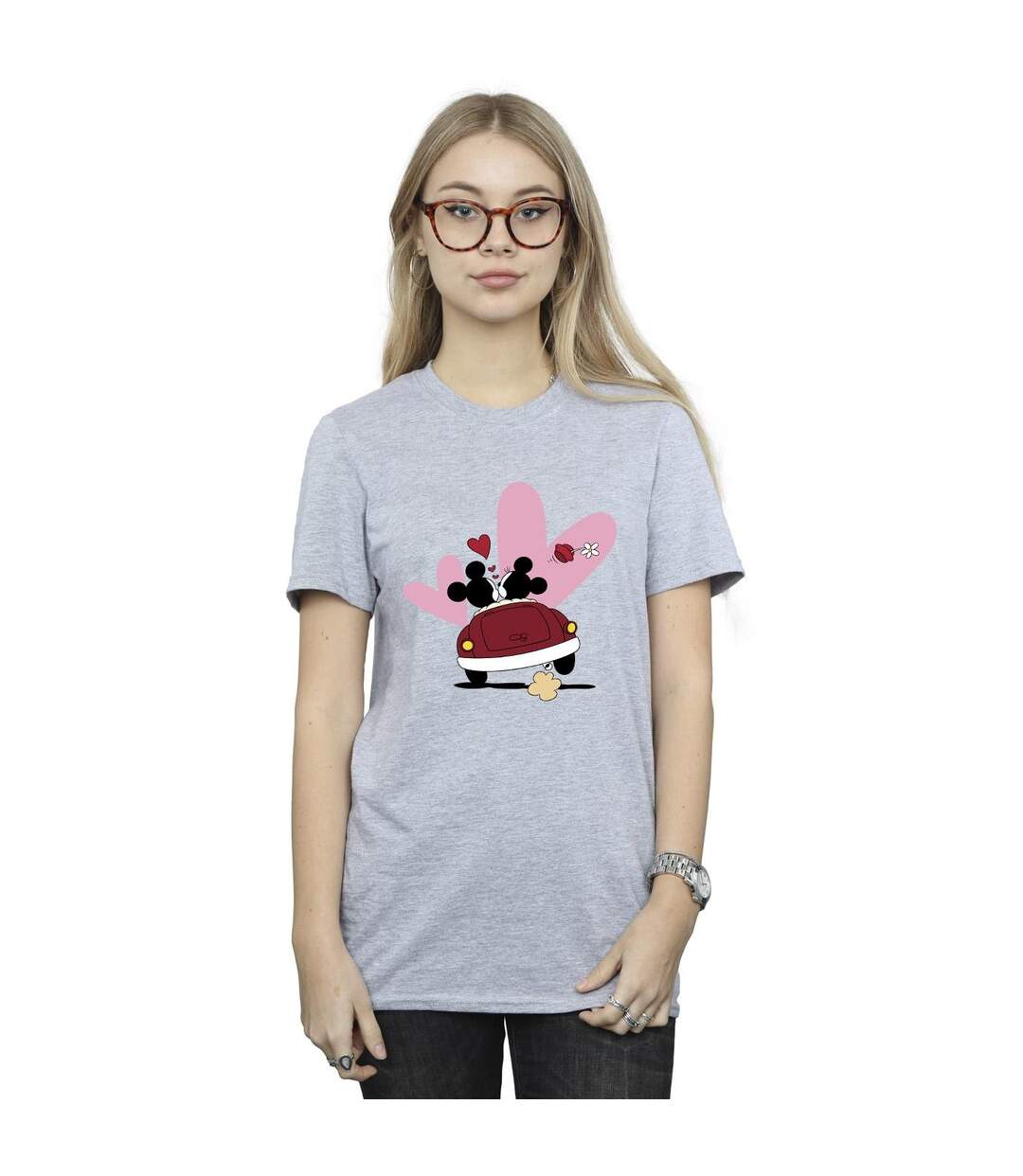 Disney Femme/Les femmes - T-shirt boyfriend en coton avec impression de la voiture de Mickey Mouse (Gris sportif) - UTBI38817-2