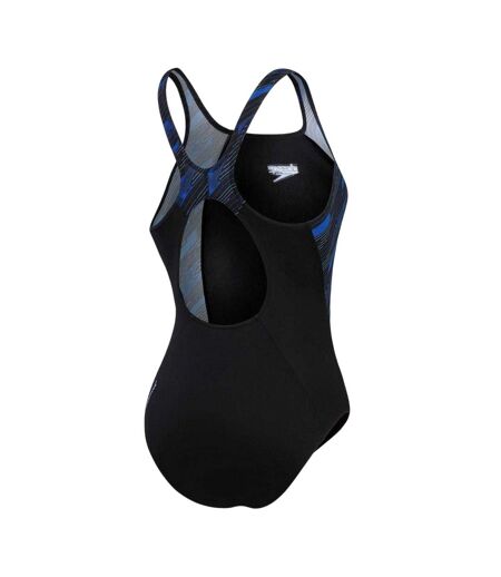 Womens/ladies Hyper Boom Muscleback One Piece Swimsuit Black Blue Speedo