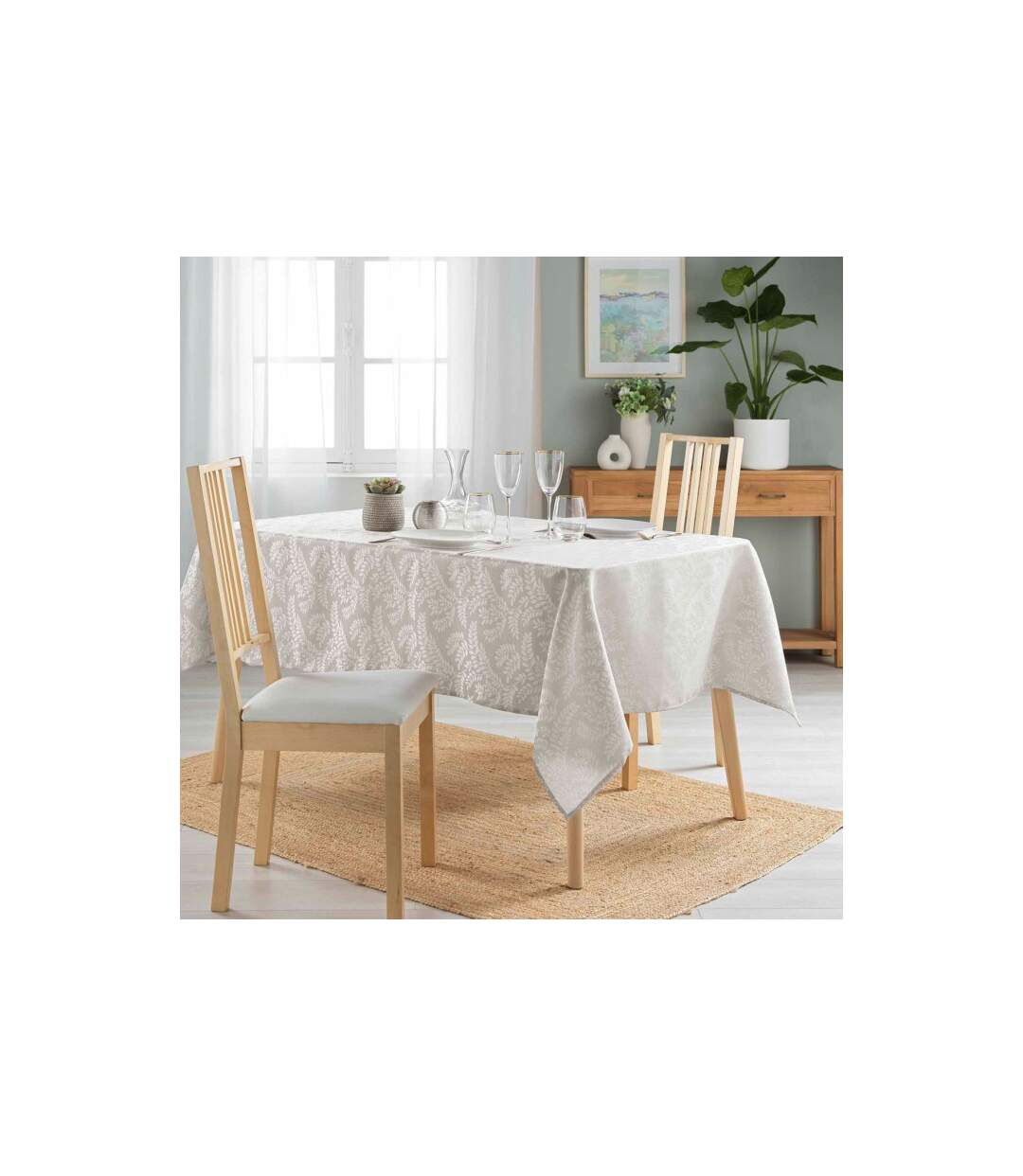 Nappe Jacquard Imprimé Doriane 140x240cm Taupe-4
