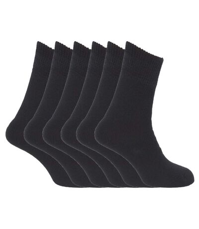 FLOSO Ladies/Womens Premium Quality Multipack Thermal Socks, Double Brushed Inside (Pack Of 6) (Black) - UTW142
