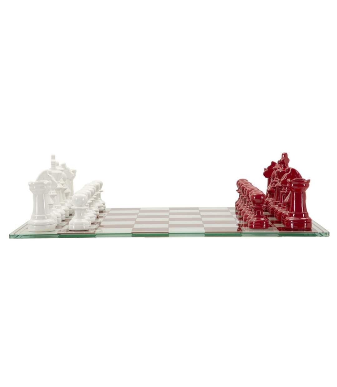Jeu d'Échec en Verre Board 61cm Rouge & Blanc-3