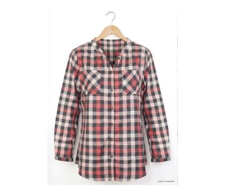 Chemisier Femme en Flanelle de Coton Carreaux Rose/Gris