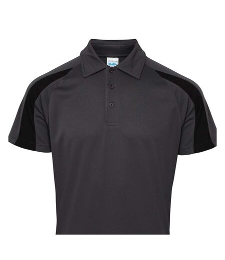 Polo Motif/style Contrasté Cool Homme Charbon Noir Vif Uni Just Cool