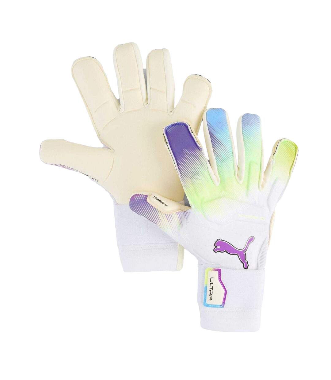 Unisex Adult Ultra Ultimate Hybrid Goalkeeper Gloves White Purple Puma-1