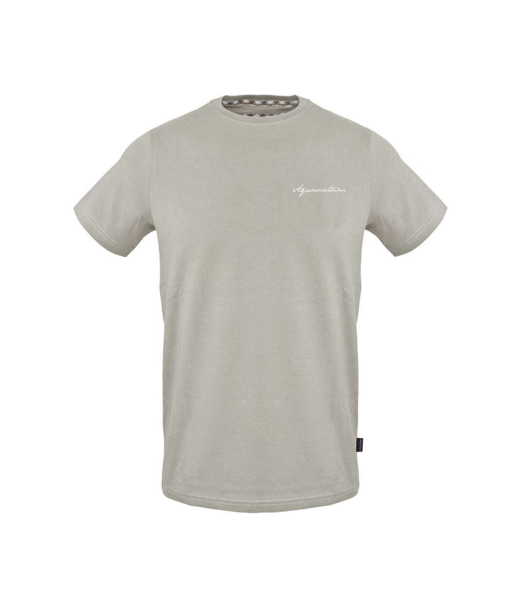 Mens Embroidered Logo Cotton T-shirt Grey Aquascutum-1