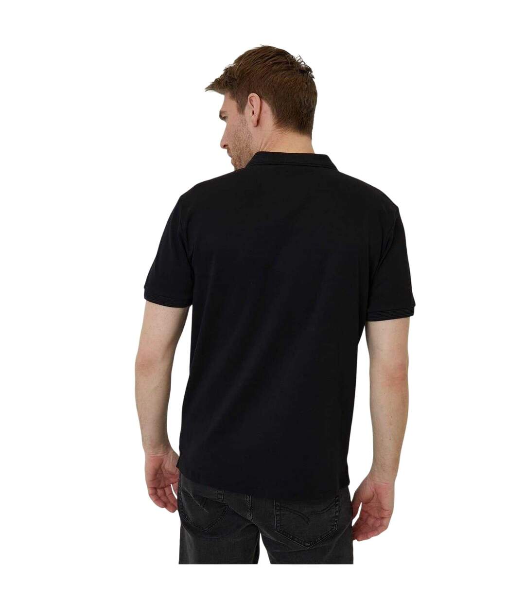 Mens Regular Rolled Short Sleeves Polo Shirt Black Threadbare-3