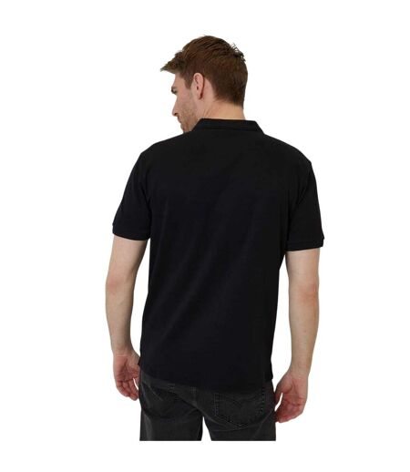Mens Regular Rolled Short Sleeves Polo Shirt Black Threadbare
