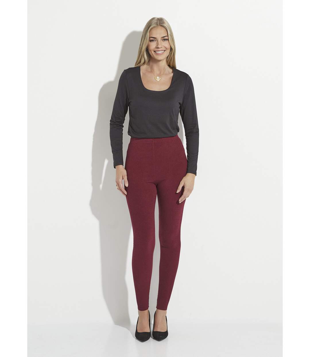 Legging long ceinture élastiqué maille chaude-3