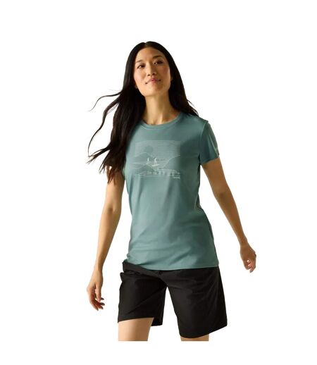 T-shirt Motif/style Surfeur Fingal Femme Pastel Turquoise Regatta