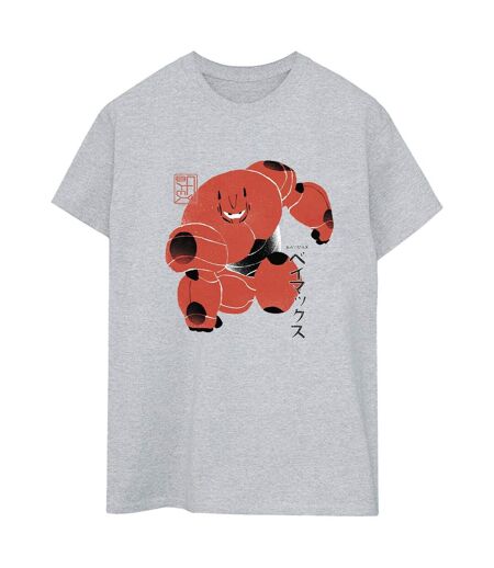Disney Womens/Ladies Big Hero 6 Baymax Suite Pose Cotton Boyfriend T-Shirt (Gris sportif) - UTBI15539