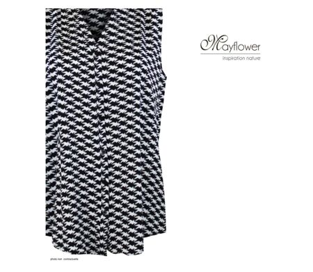 MAYFLOWER VOGUE1 Chemisier sans manches – La fluidité d'un imprimé graphique chic pour l'été