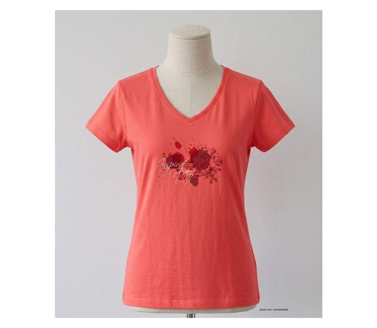 Tee-shirt MAYFLOWER DELFINO2 col V : éclat et douceur en coton rose-3