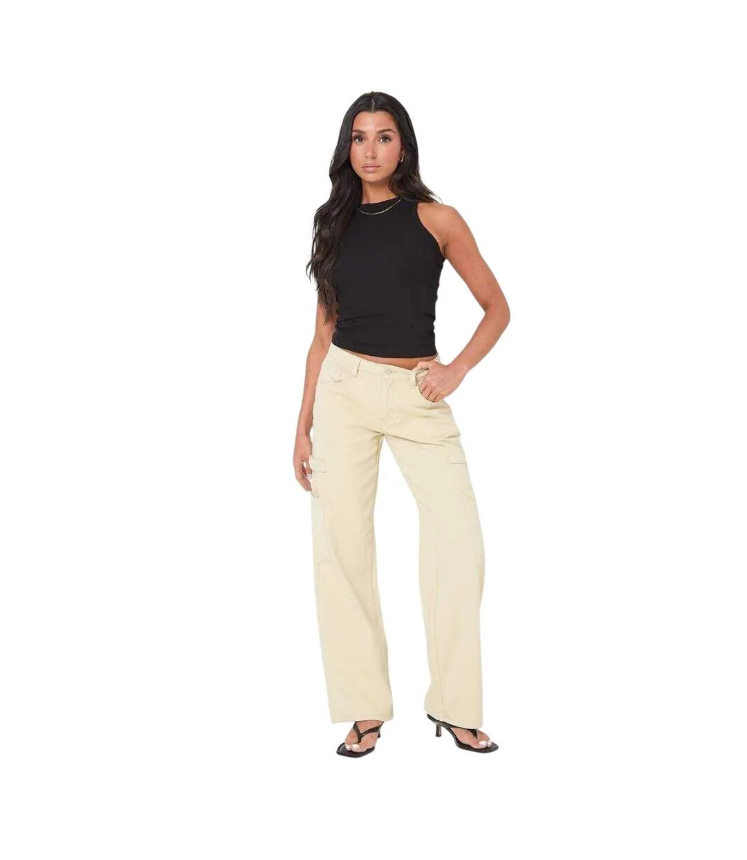 Womens/ladies Fashion Cargo Jeans Stone I Saw It First-1