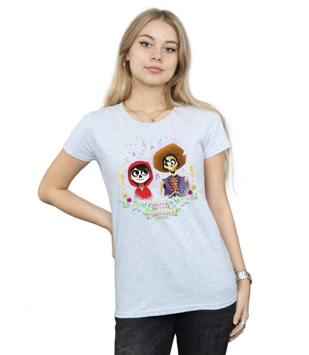 Disney - T-shirt COCO MIGUEL AND HECTOR - Femme (Gris chiné) - UTBI14326-2