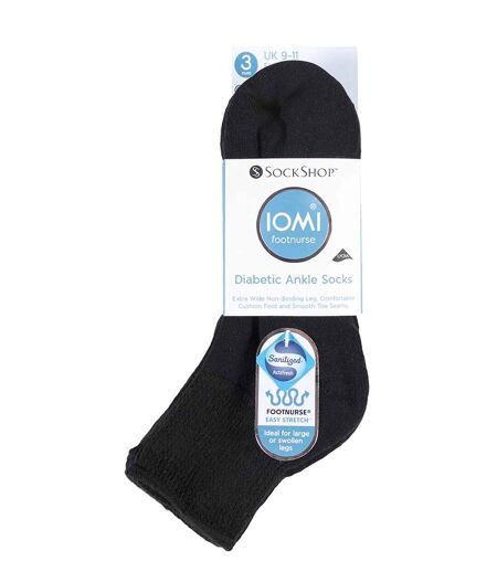 IOMI 3 Pk Diabetic Ankle Socks for Swollen Legs