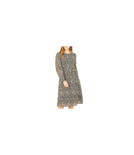 Robe Patineuse Motif/style Imprimé Léopard Femme Marron Noir Yumi