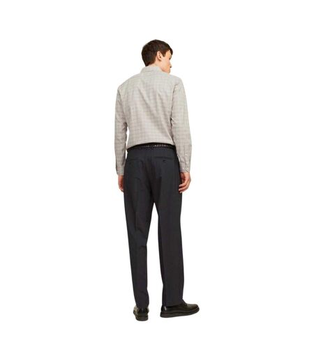 Mens Parker Plaid Cuffed Formal Shirt Greige Jack And Jones
