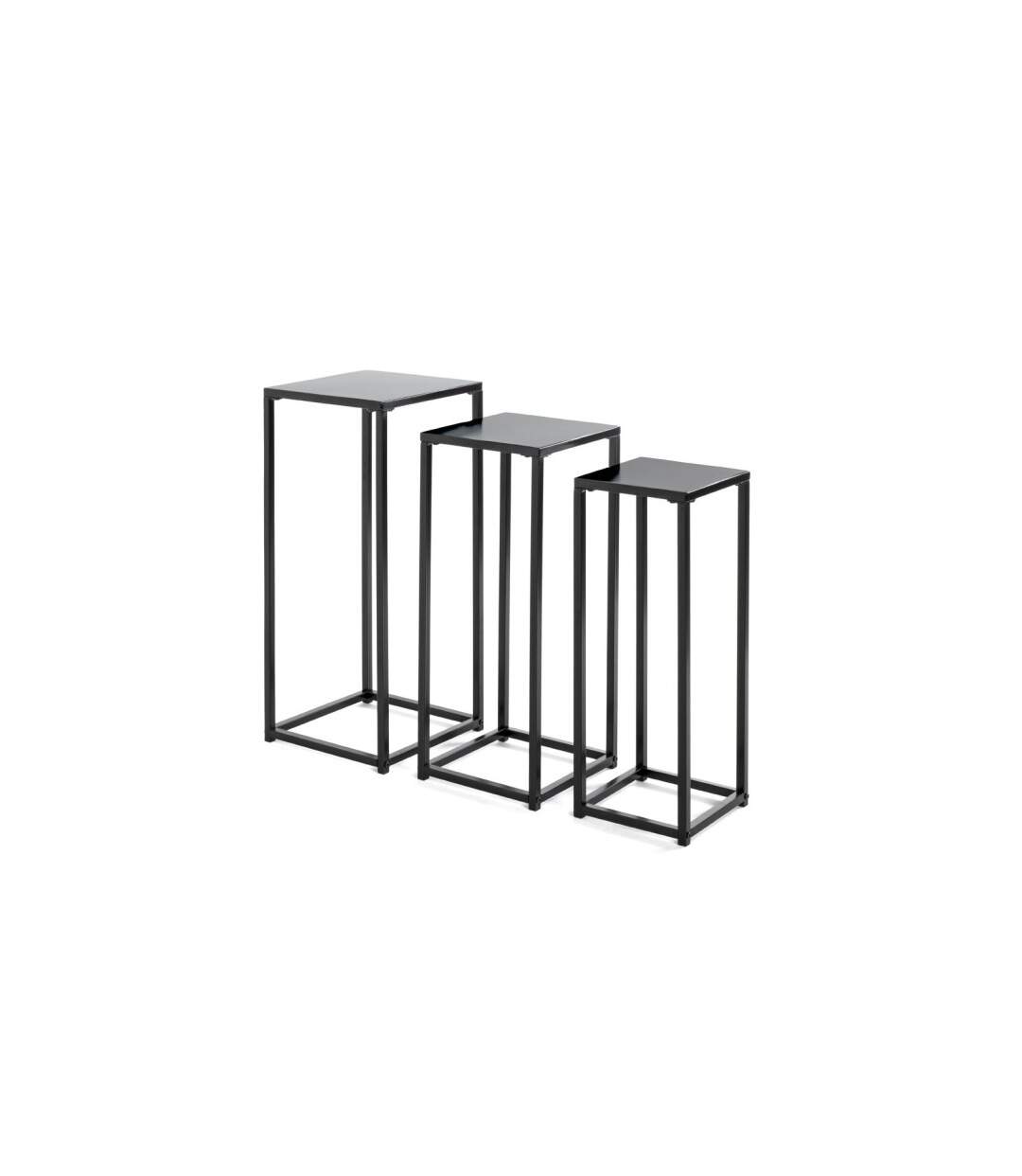 Lot de 3 Porte-Plantes en Métal Cromano 71cm Noir-3