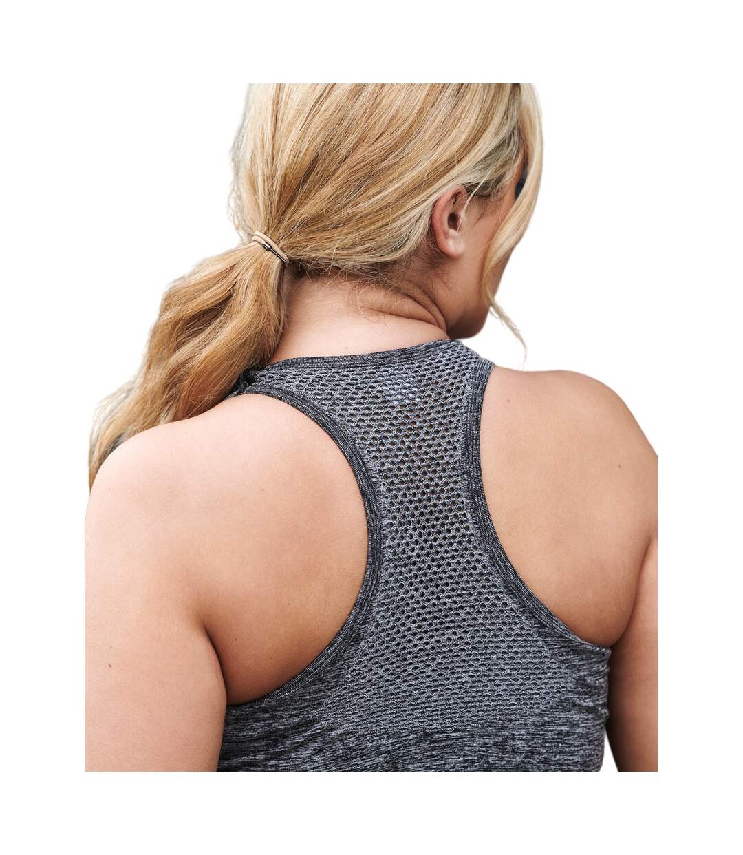 Womens/ladies Seamless Sports Bra Dark Grey Marl Tombo-2