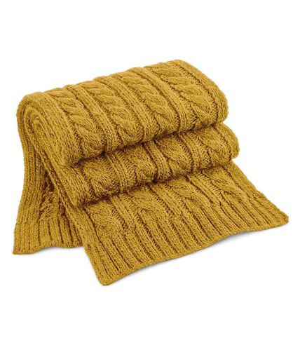 Beechfield Unisex Cable Knit Melange Scarf (Mustard) (One Size)