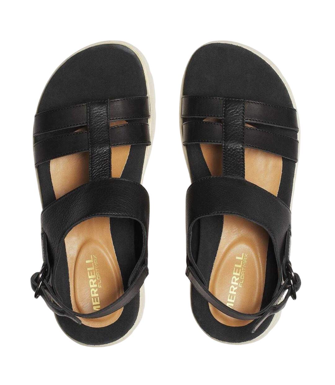 Womens/ladies Leather Ankle Strap Flat Sandals Black Merrell-4