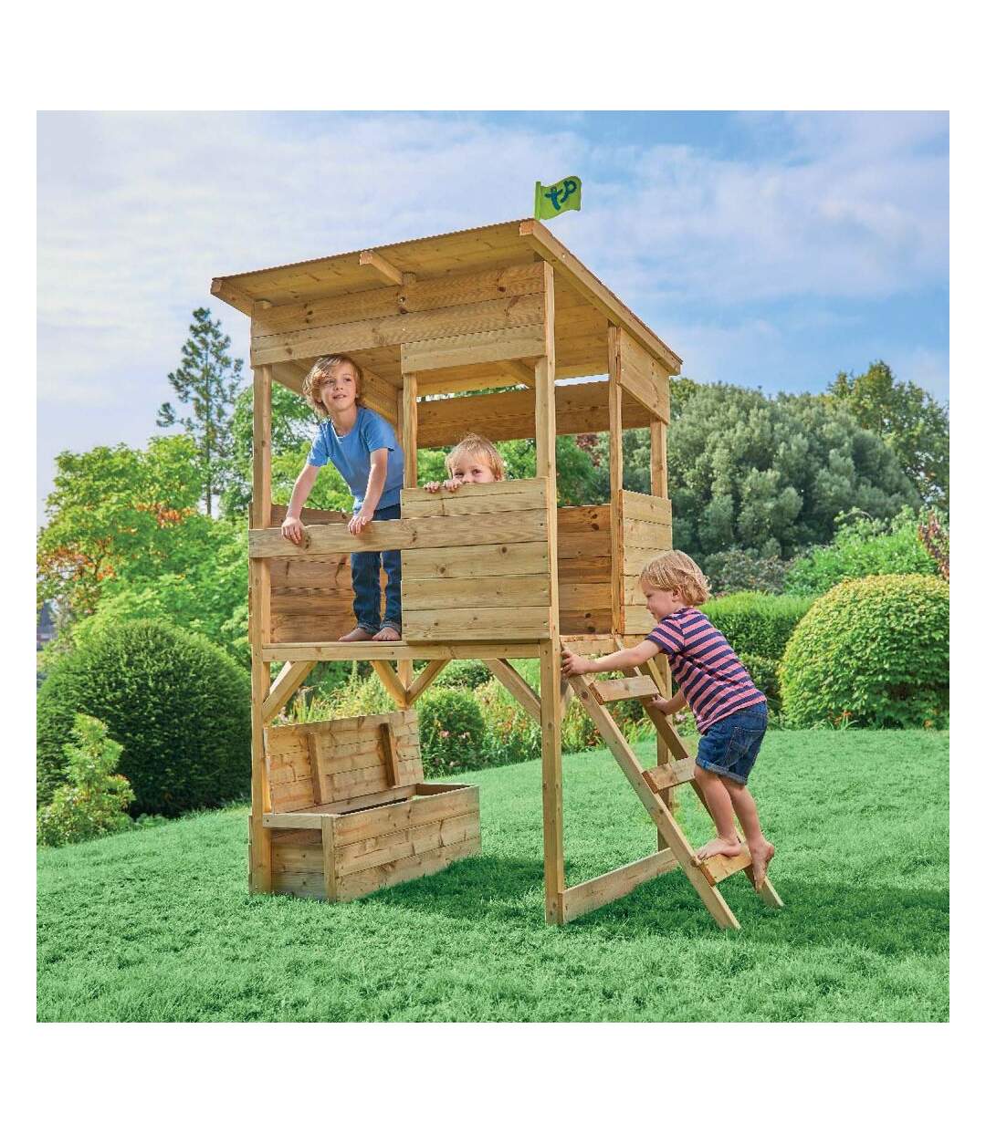 Cabane sur pilotis enfant coffre à jouets intégré Tower