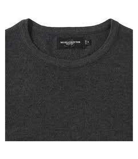 Russell Collection Mens V-Neck Knitted Pullover Sweatshirt (Charcoal Marl)