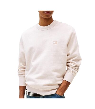 Sweat beige homme tommy hilfiger badge crew - l