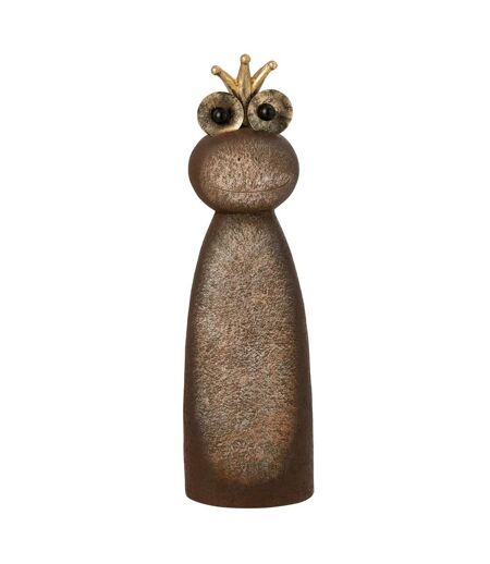 Statue Grenouille Couronne 78cm Marron
