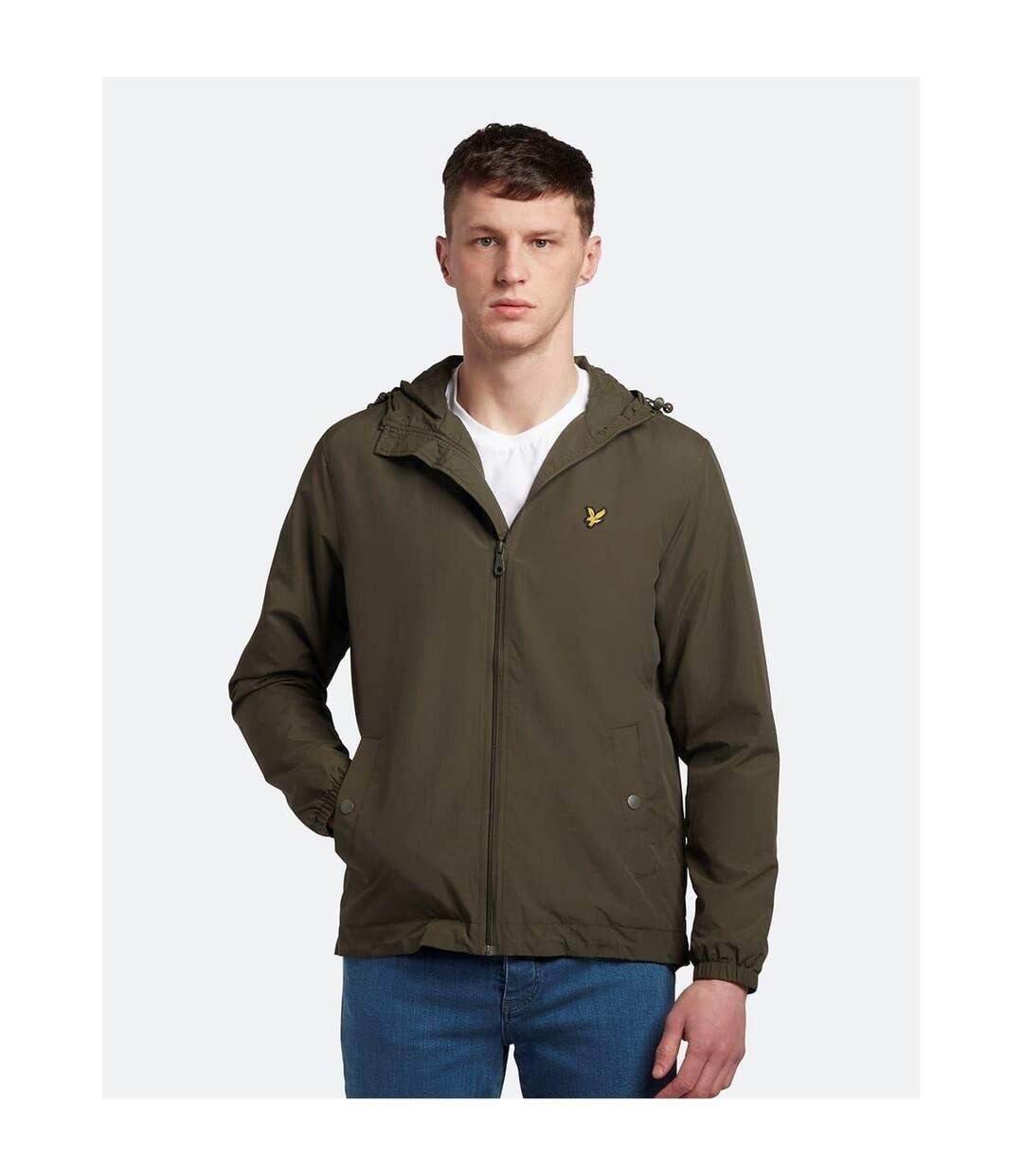 Veste Hydrofuge À Capuche Ajustable Homme Kaki Lyle & Scott-1