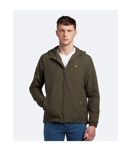 Veste Hydrofuge À Capuche Ajustable Homme Kaki Lyle & Scott