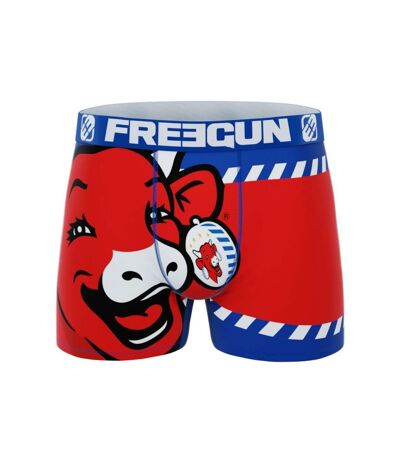 FREEGUN Boxer Homme Microfibre COW Rouge Bleu LA VACHE QUI RIT