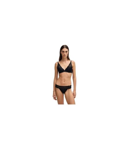 Womens/ladies Wave Pattern Lace Underwired Bra Black Boss