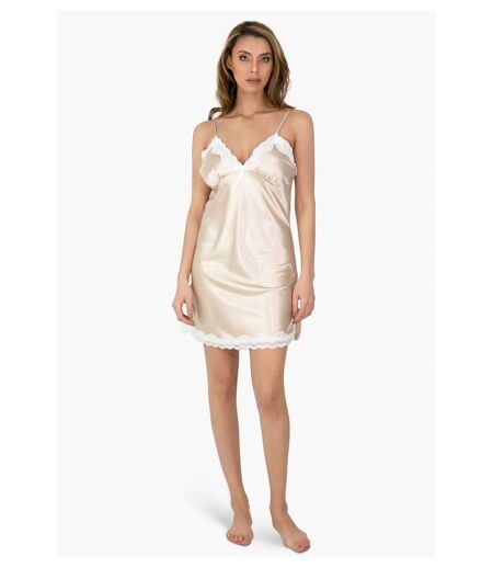 Nuisette en satin décolleté dentelle