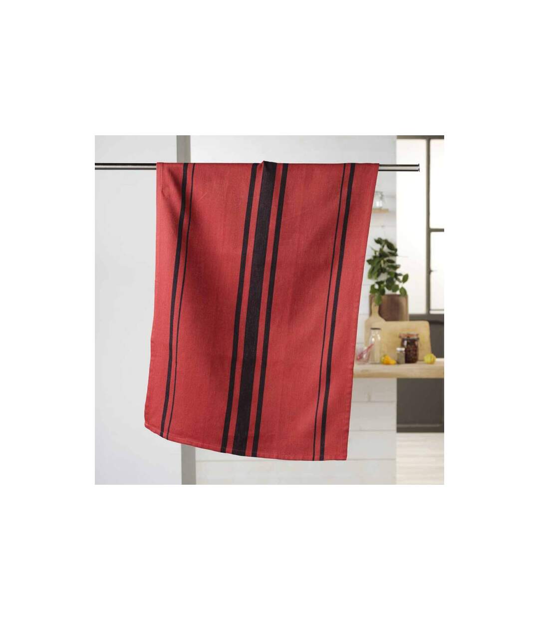 Torchon en Coton Tissé Comptoir 50x70cm Rouge-1