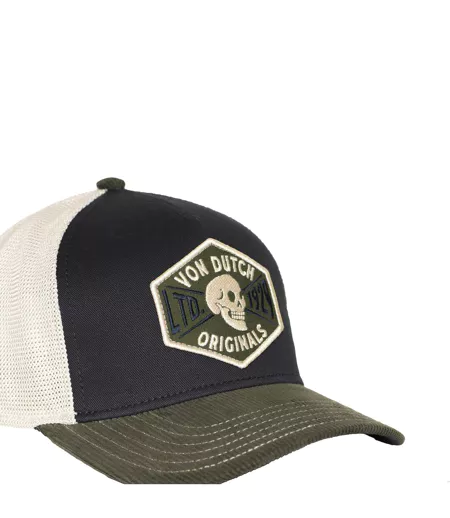 Casquette trucker semi curve visiere en velours avec badge Vondutch