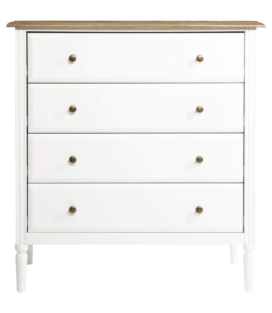 Commode effet bois Solen - L. 80 x H. 85 cm - Blanc-2