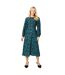 Womens/ladies leopard print shirred cuff long-sleeved midi dress black/blue/green Dorothy Perkins