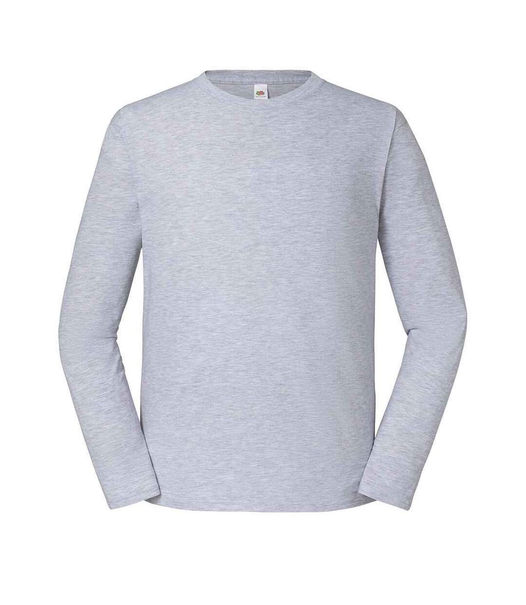 Unisex Adult Iconic 195 Premium Long-sleeved T-shirt Heather Grey Fruit Of The Loom-1