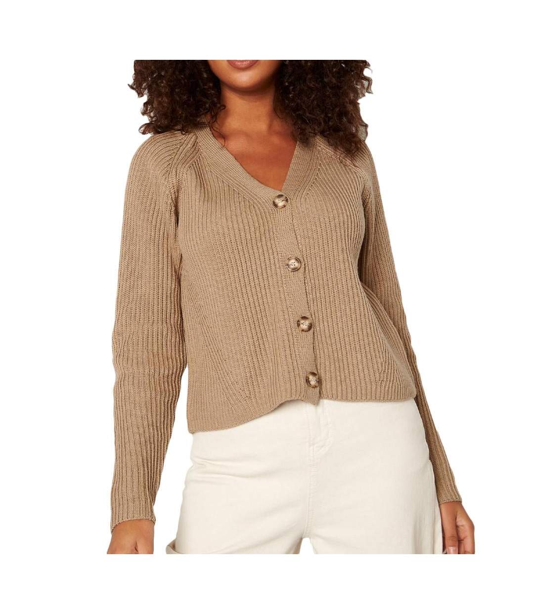 Cardigan beige femme pieces pcosilla - l-1