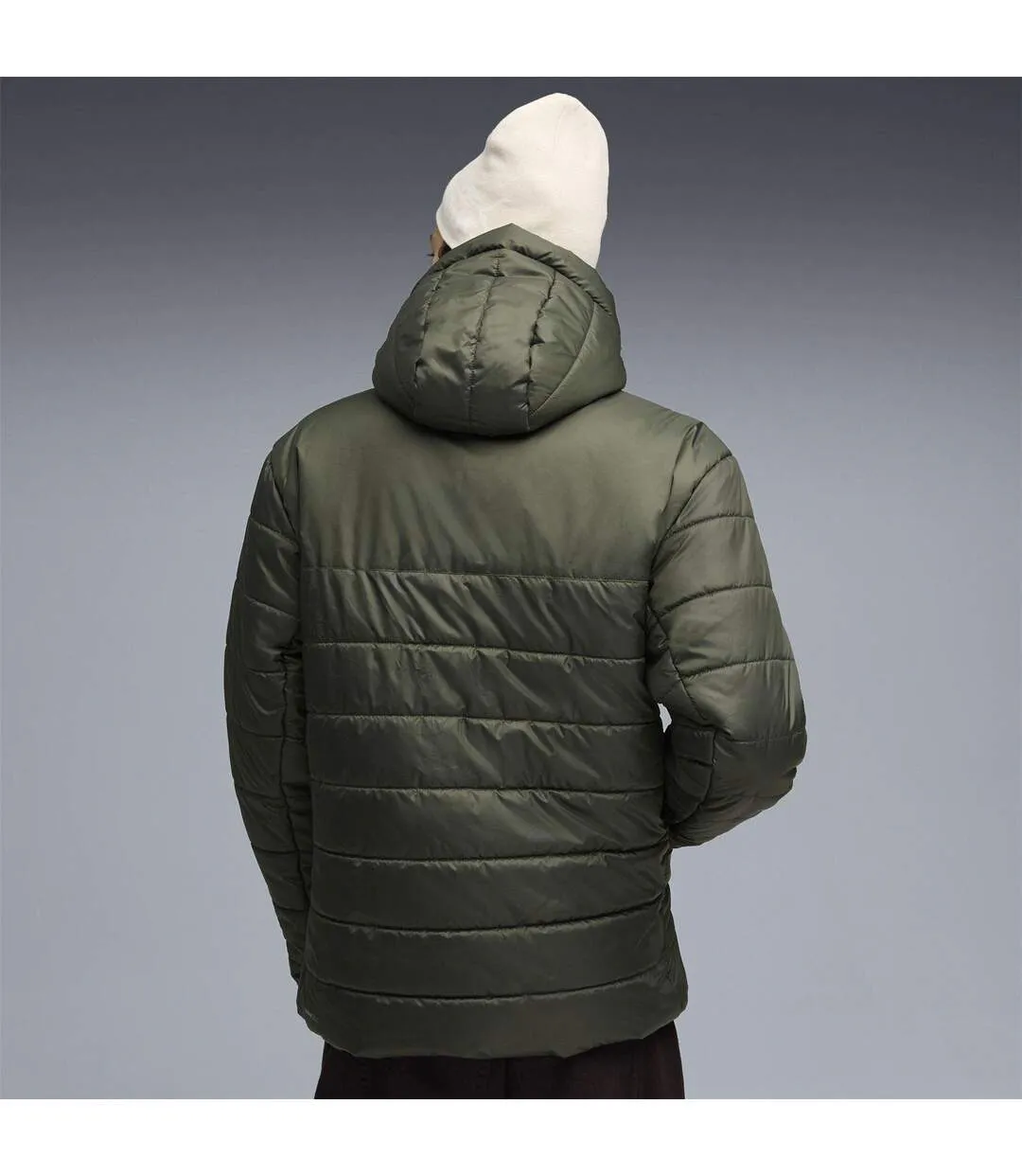 Mens Essentials Insulated Hooded Jacket Dark Olive Puma-4