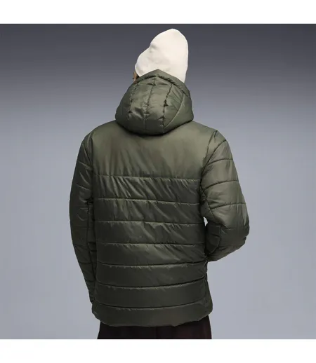 Mens Essentials Insulated Hooded Jacket Dark Olive Puma